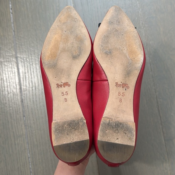 COACH Red Ballet Flats with Bow - Picture 4 of 7